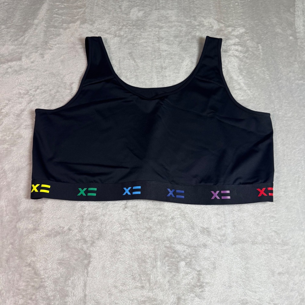 TomboyX Womens Black Soft Bra Bralette Rainbow Logo Band 4X Sports